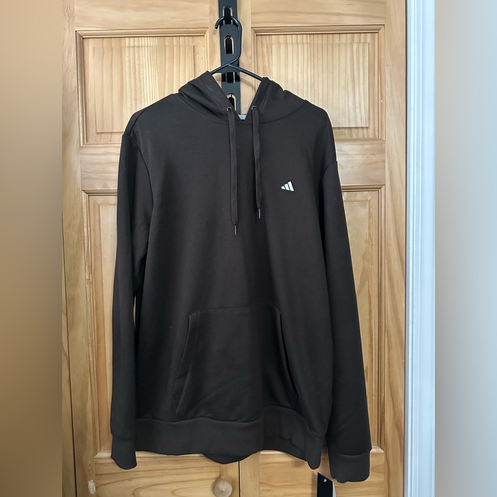 Adidas Brown Pullover Hoodie with Logo